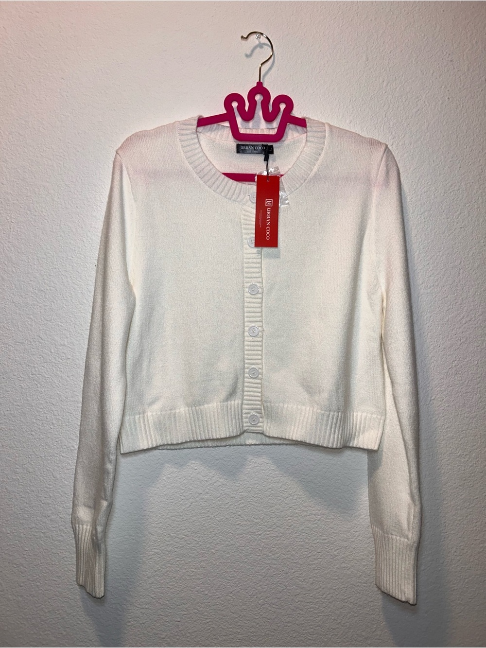 Anne Klein Cream Cropped Button-Front Cardigan